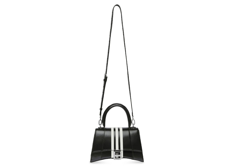 Balenciaga x adidas Hourglass Small Handbag Black in Shiny Box Calfskin  Leather with Silver-tone - JP