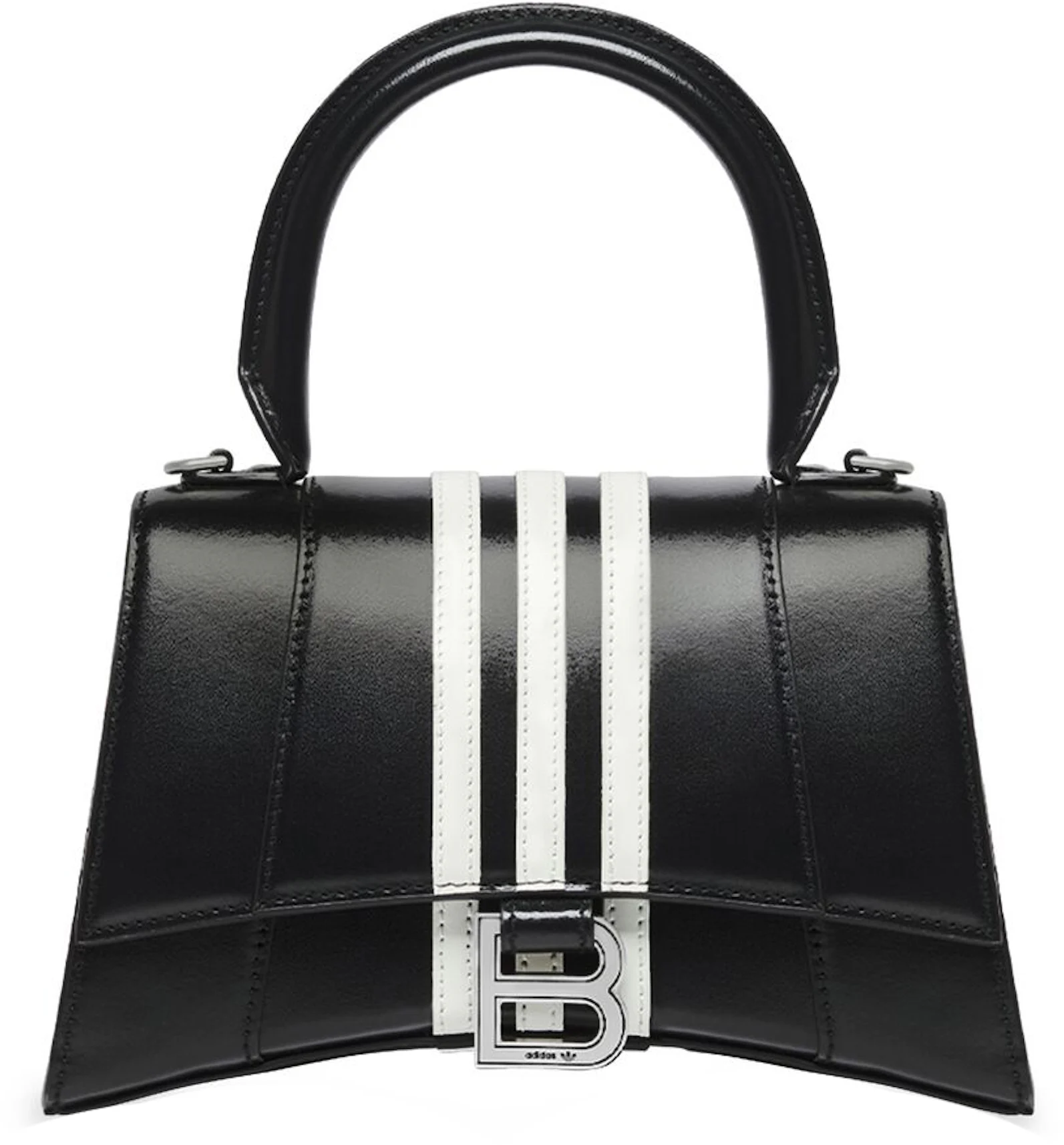 Balenciaga x adidas Hourglass Small Handbag Black in Shiny Box Calfskin ...