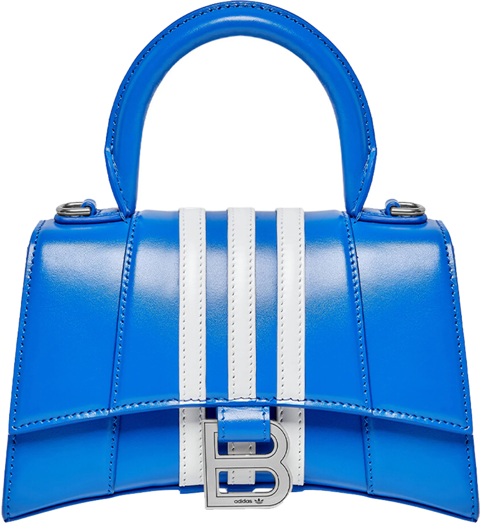 Balenciaga x adidas Hourglass XS Box Handbag Blue in Shiny Box Calfskin ...