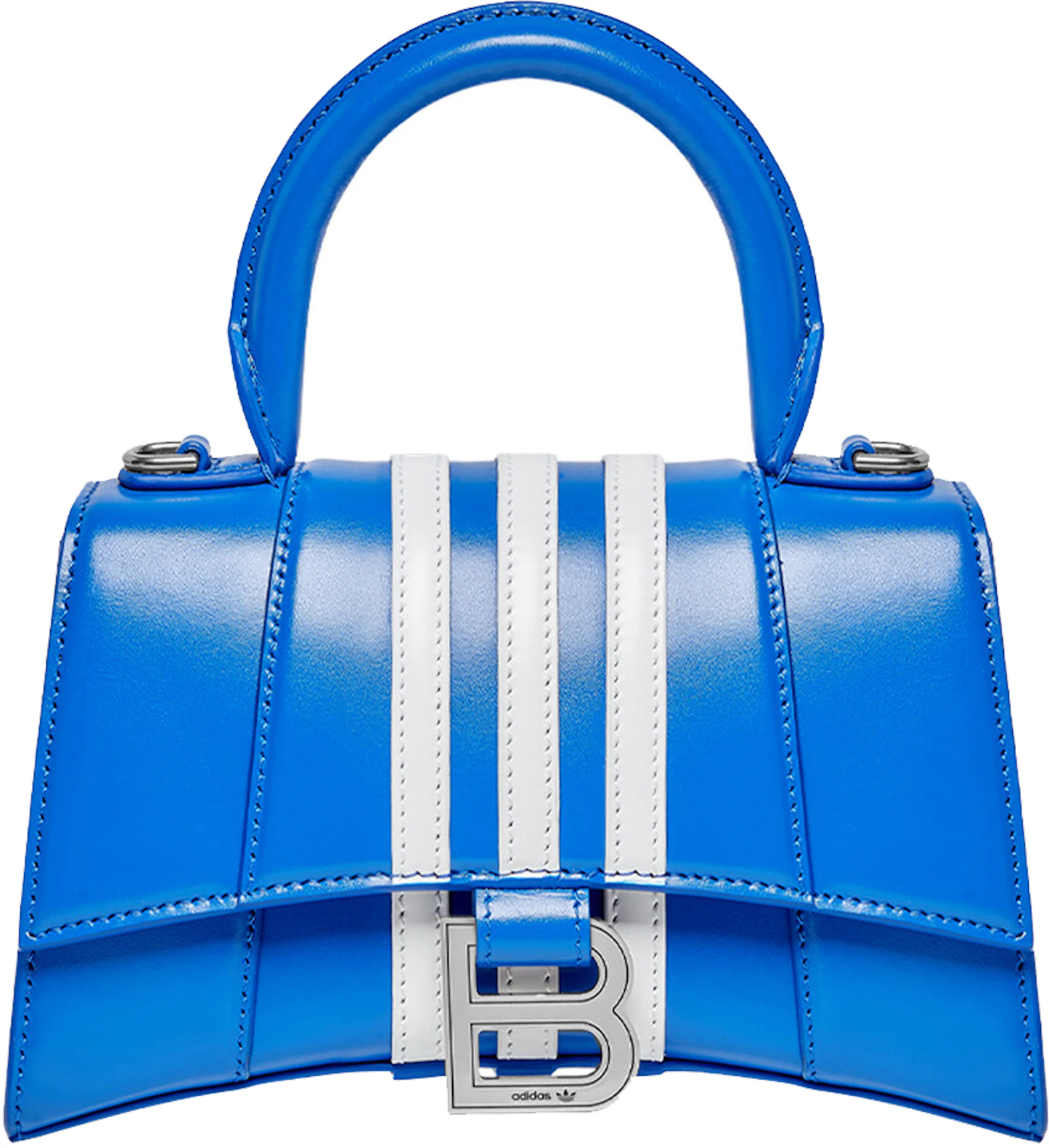 fiesta Independiente Torpe Balenciaga x adidas Hourglass XS Box Handbag Blue in Shiny Box Calfskin  Leather with Silver-tone - ES