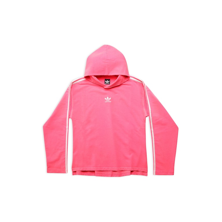 Pre-owned Balenciaga X Adidas No Rib Hoodie Medium Fit Neon Pink