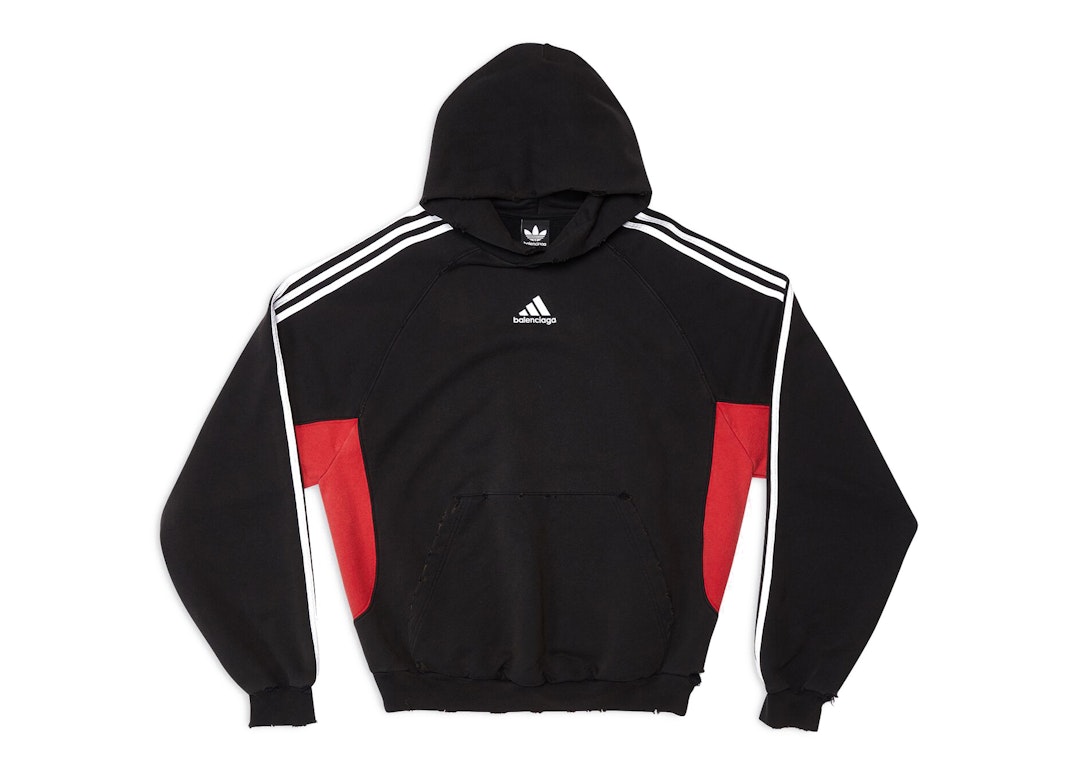 Pre-owned Balenciaga X Adidas Women's Small Fit Hoodie Black Red