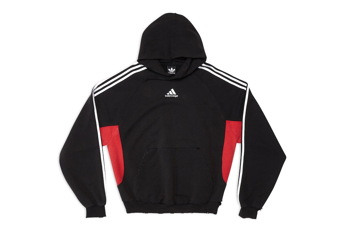 Pre-owned Balenciaga X Adidas Women's Small Fit Hoodie Black Red