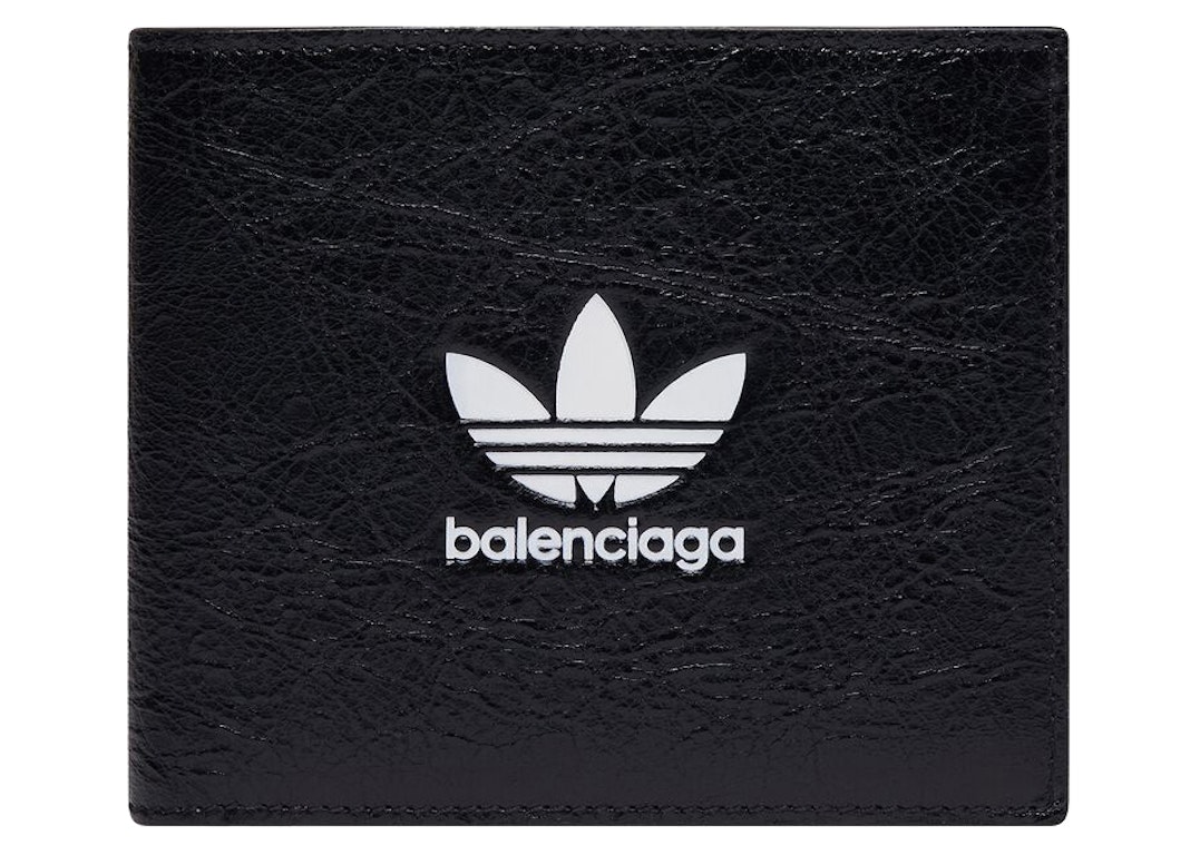 Pre-owned Balenciaga X Adidas Square Folded Wallet Black