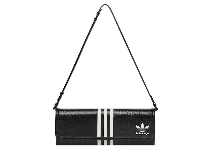 Balenciaga x adidas Wallet On Strap Black in Arena Lambskin