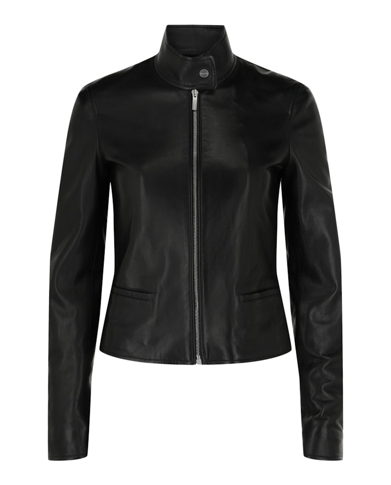 Women's Bally Leather Biker Jacket in Black