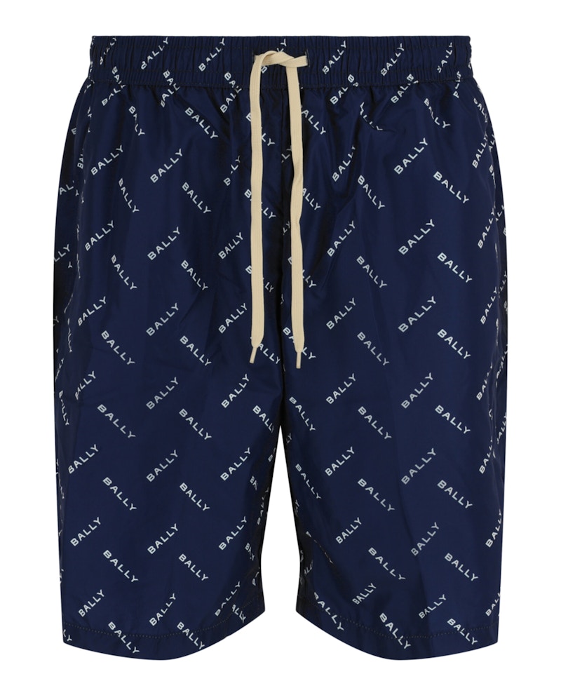 Bally Logo Pattern Swim Trunks Marine
