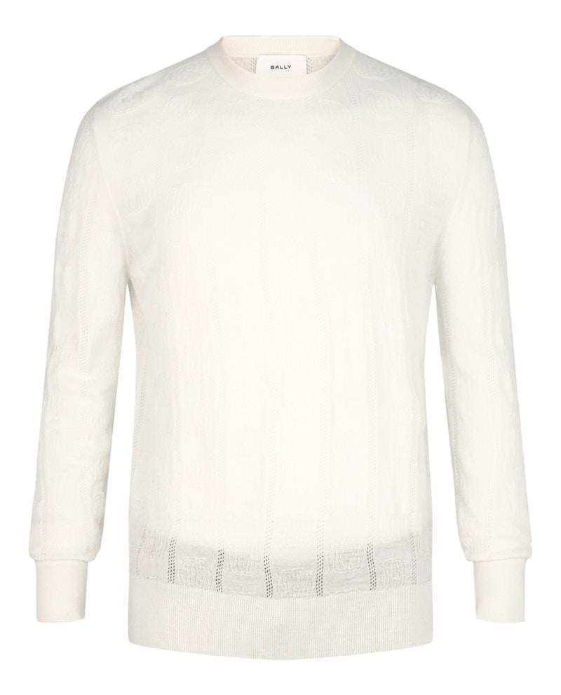Bally Textured-Knit Crewneck Sweater Bone
