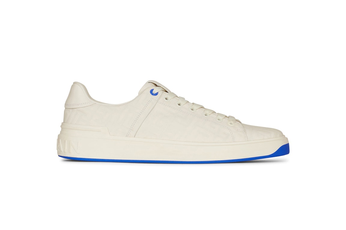 Pre-owned Balmain B-court Low-top White Blue In White/blue