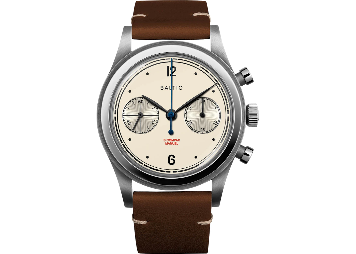 Baltic Bicompax 001 Cream 38mm in Stainless Steel US