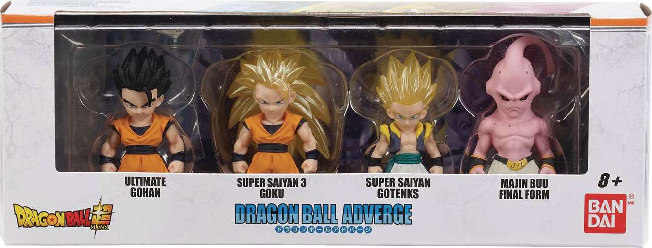 Bandai America Dragon Ball Dragon Ball Adverge Ultimate Gohan,SS 3 Goku, SS  Gotenks & Majin Buu Mini Figure 4-Pack
