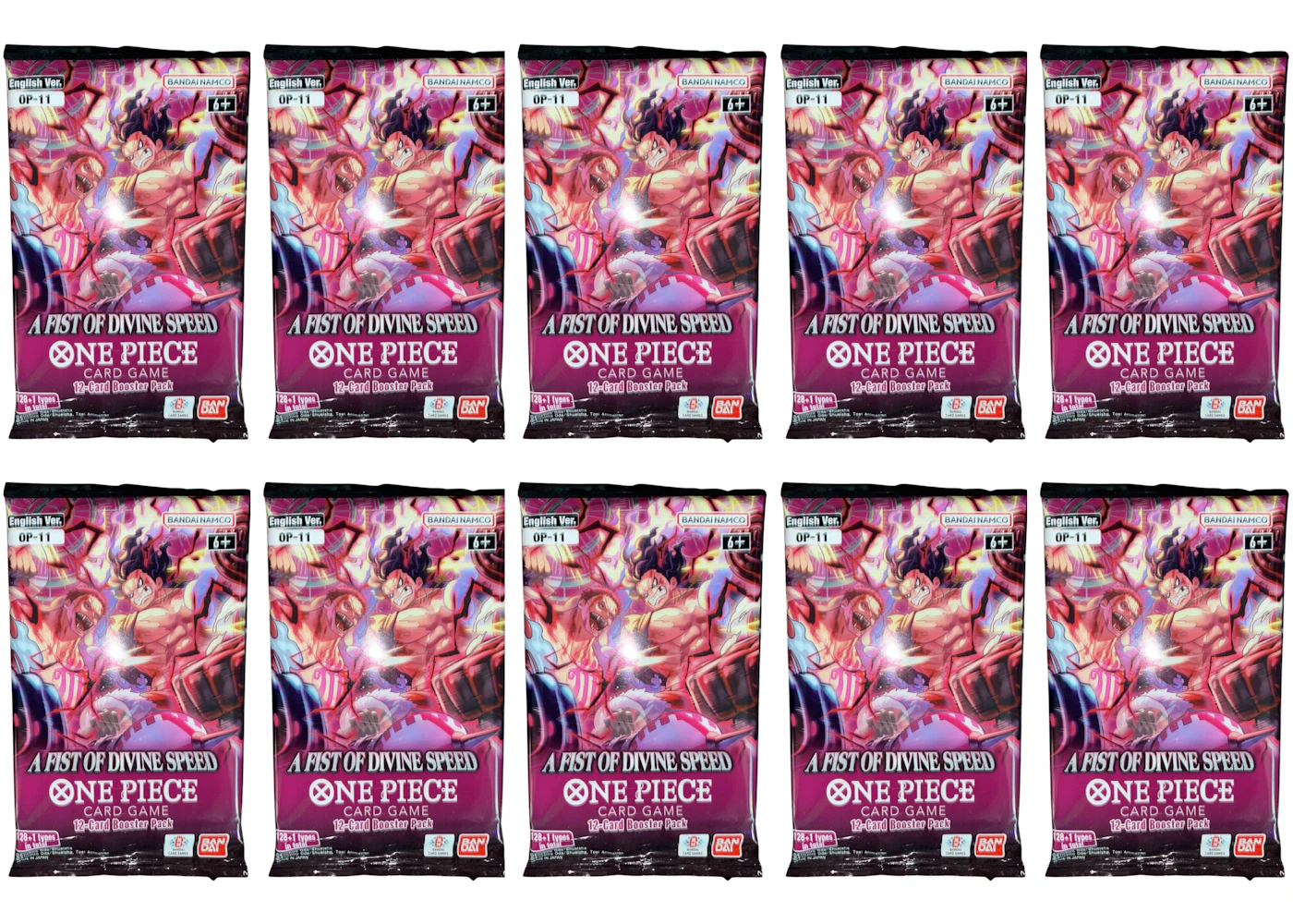 Bandai One Piece A Fist of Divine Speed (OP-11) Booster Pack (10x Lot) - US Bandai One Piece A Fist of Divine Speed (OP-11) Booster Pack (10x Lot) - US