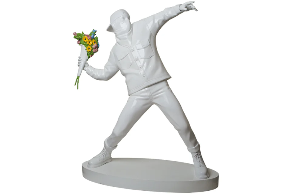 Banksy Brandalism Flower Bomber 3ft Figure White