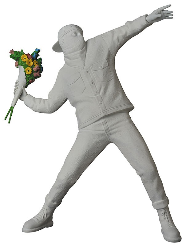 Banksy Brandalism Flower Bomber Figure Gesso White