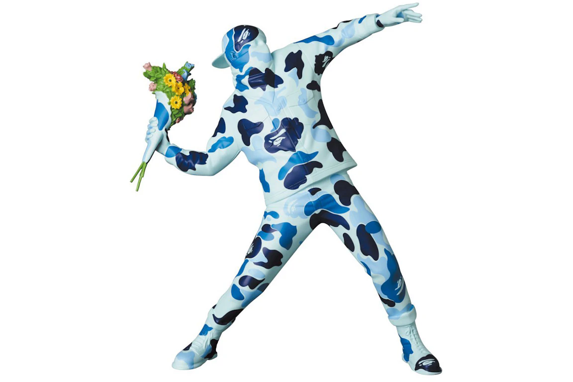 Banksy Brandalism x BAPE Flower Bomber Figure Blue