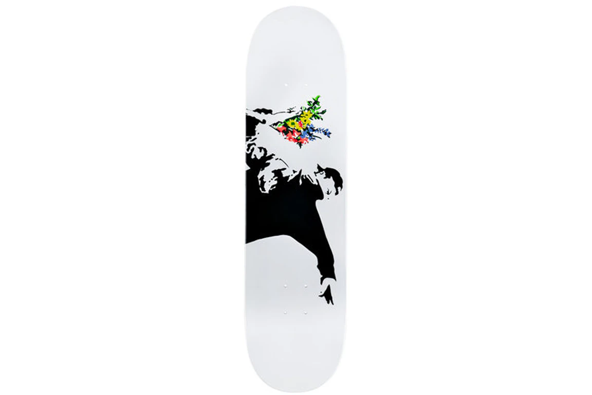 Banksy x Medicom Flower Bomber II Skateboard Deck White