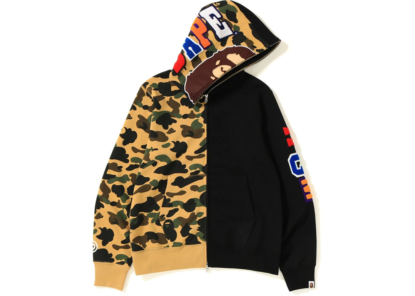Bape half camo half black hoodie Clearance