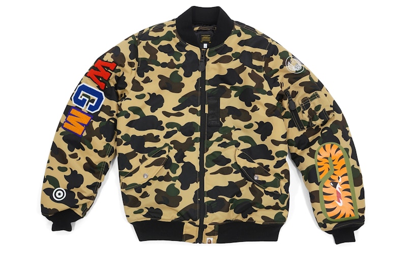 BAPE 1st Camo Back Shark MA1 Jacket Yellow Men's - US