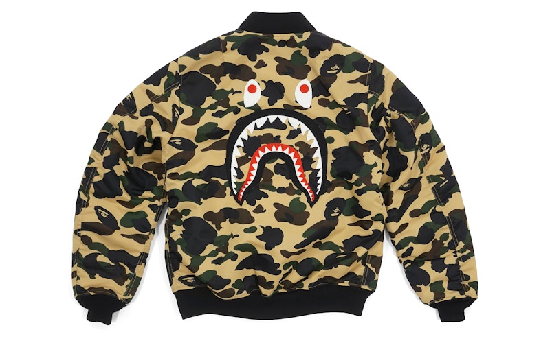 BAPE 1st Camo Back Shark MA1 Jacket Yellow Men's - US