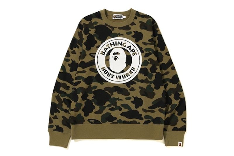 BAPE 1st Camo Busy Works Crewneck Green Men's - FW18 - US