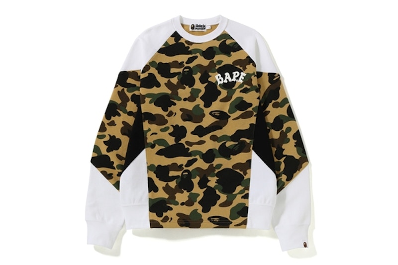 BAPE 1st Camo Color Block Crewneck Yellow Men's - SS19 - US