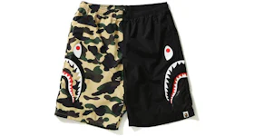 BAPE 1st Camo Half Shark Beach Shorts Black/Yellow