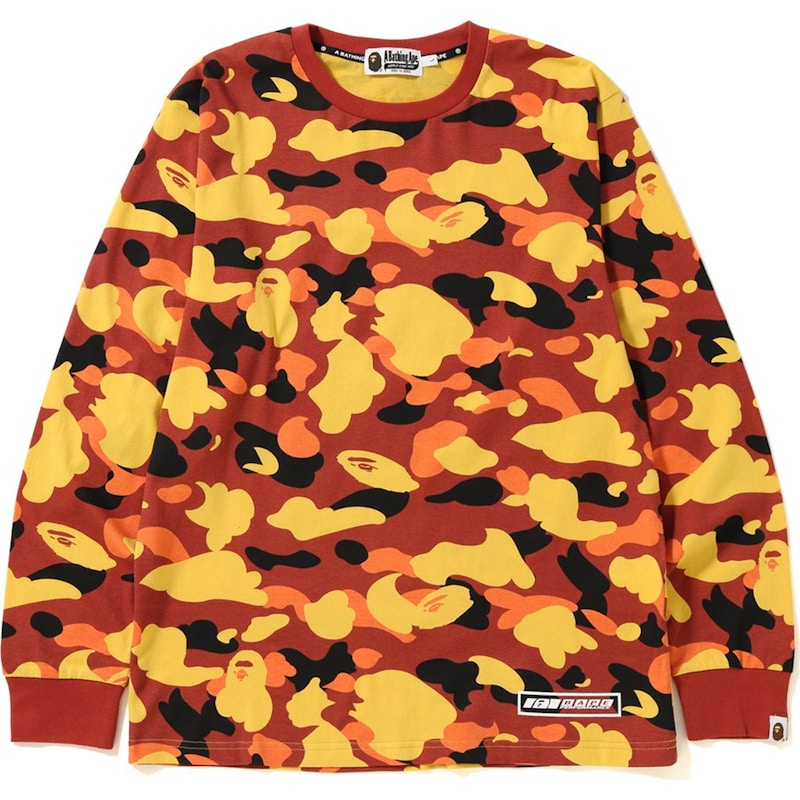 Orange camo shop bape shirt