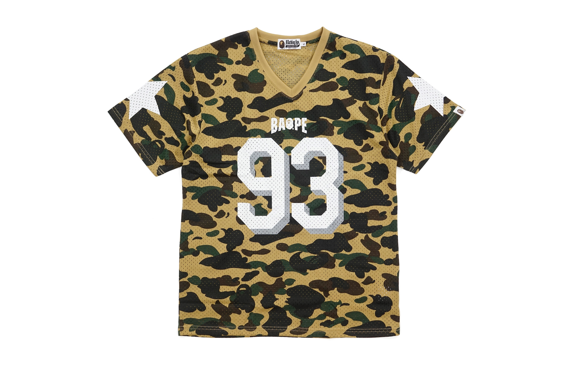 BAPE 1st Camo Mesh Football Jersey Yellow Men's - US