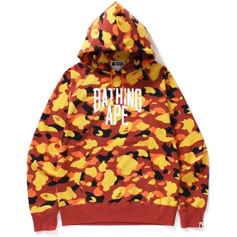 Bape orange 2024 camo hoodie