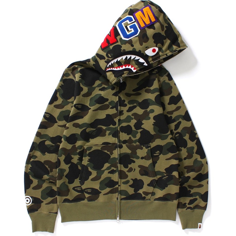 Buy BAPE 1st Camo Shark Full Zip Hoodie 'Yellow' - 1G20 115 008