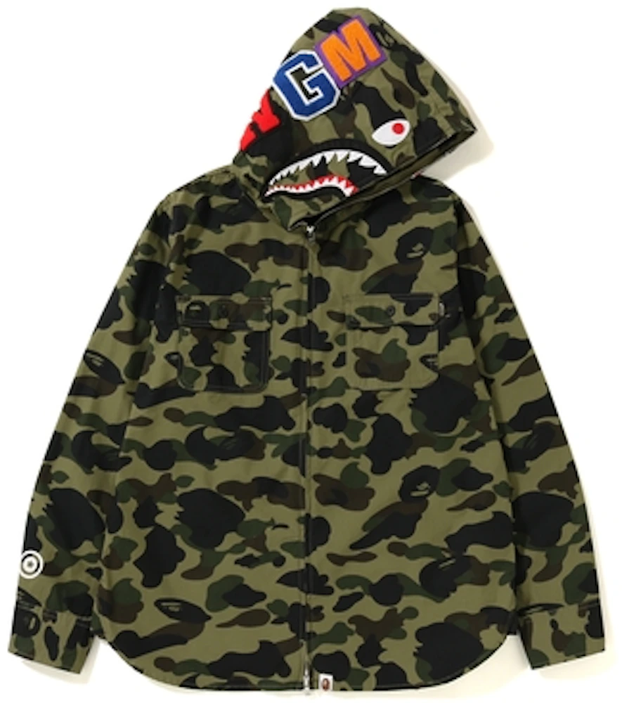BAPE 1st Camo Shark Hoodie Zip Up Shirt Green Men's - SS19 - US