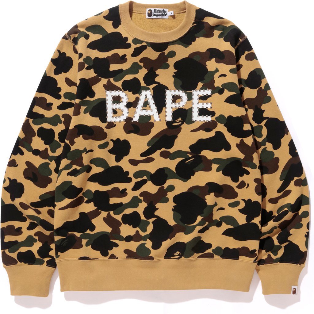 BAPE 1st Camo Studs Crewneck Crewneck Yellow Men's - US