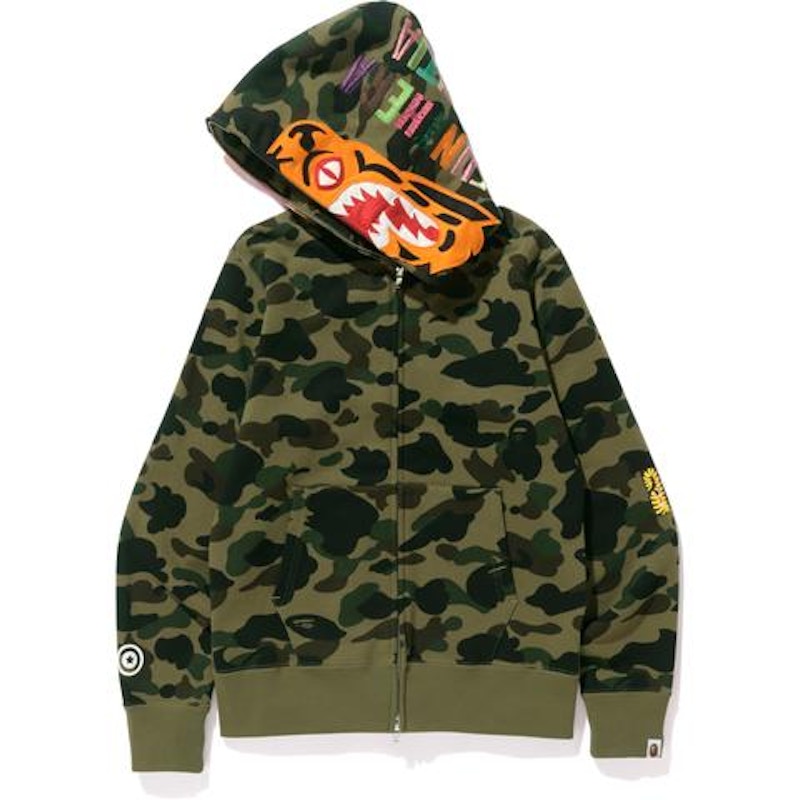 BAPE 1st Camo Tiger Full Zip Hoodie Green Men's - US