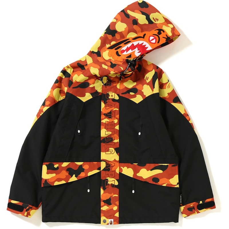 BAPE 1st Camo Tiger Snowboard Jacket Black/Orange Men's - FW18 - US