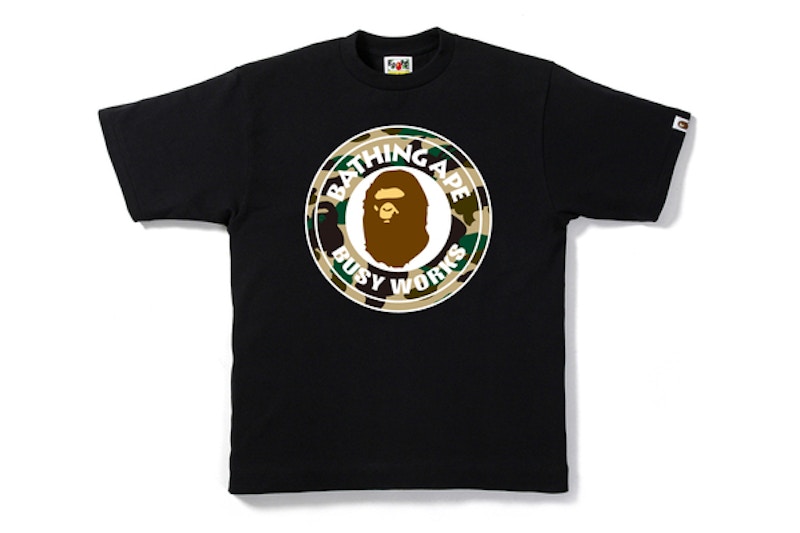 BAPE 1st Camo Busy Works Tee Black/Green Men's - US