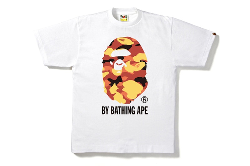 White and sale orange bape shirt