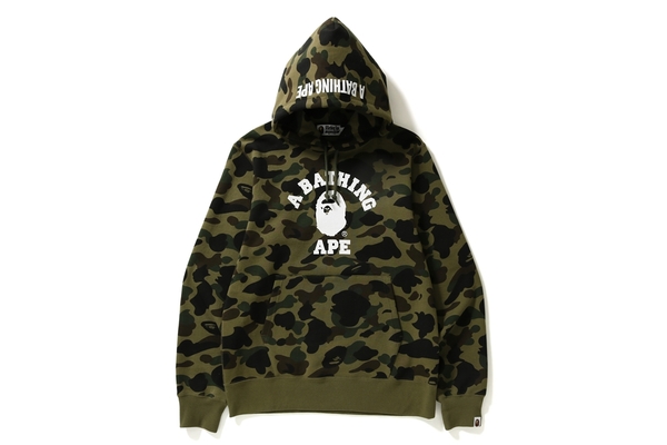 BAPE 1st Camo College Pullover Hoodie Green