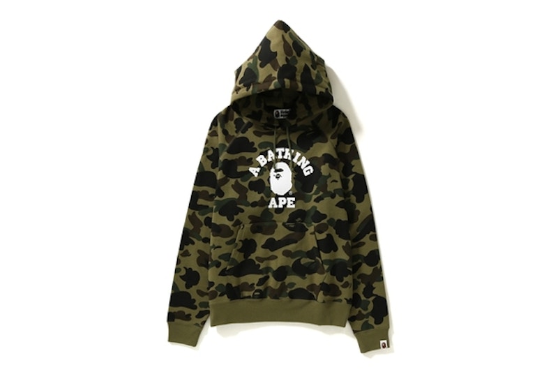 Bape 1st camo college wide hot sale pullover hoodie