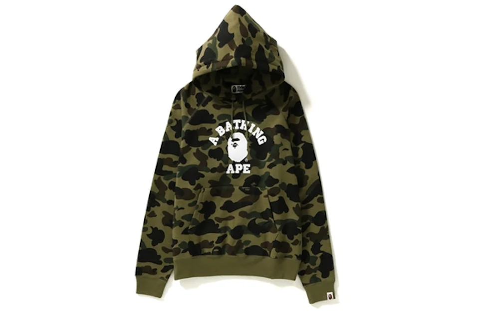 BAPE 1st Camo College Wide Pullover Hoodie (Ladies) Green