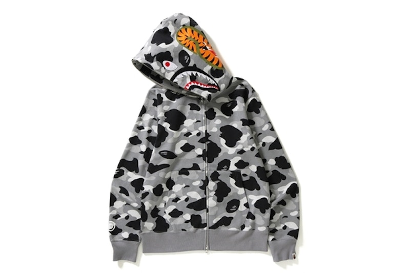 bape hoodie grey and camo