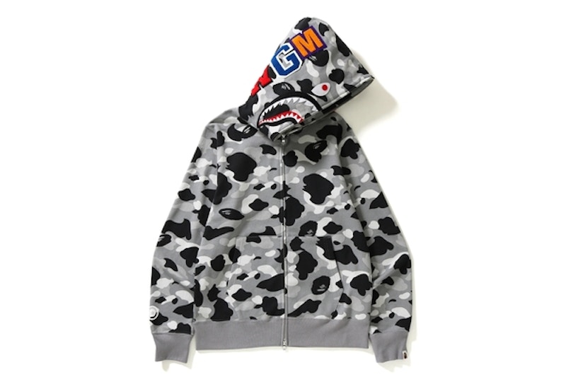 Grey store bape hoodie