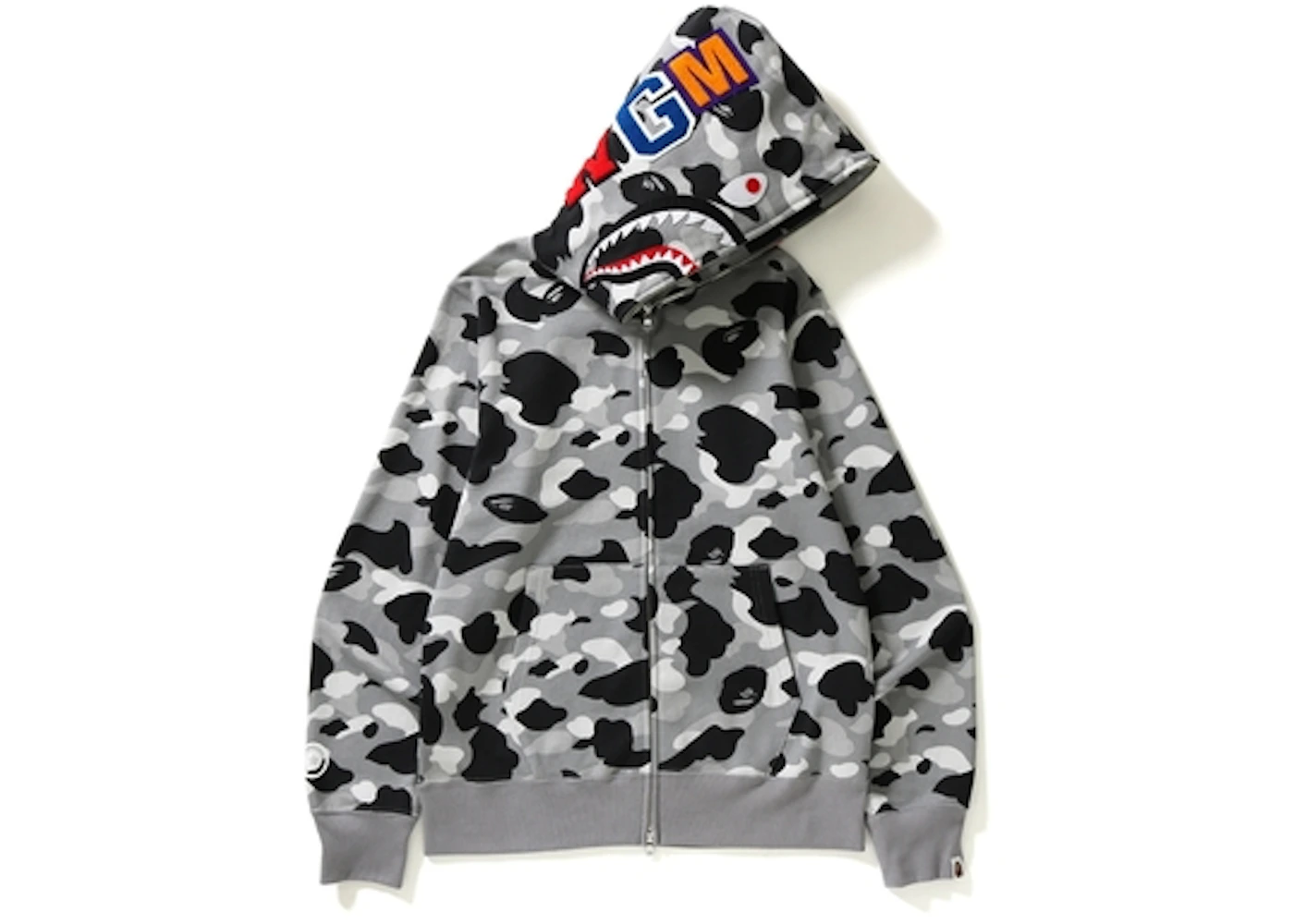Bape grey camo shark hoodie Clearance