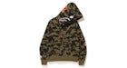 Hoodie BAPE 1st Camo Shark con cremallera completa en verde