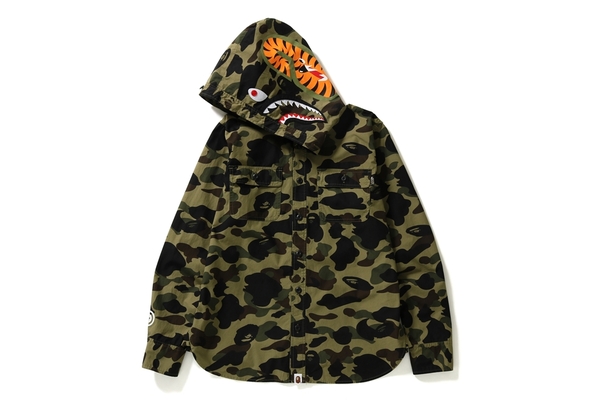 BAPE 1st Camo Shark Hoodie Shirt Green camo Men s US