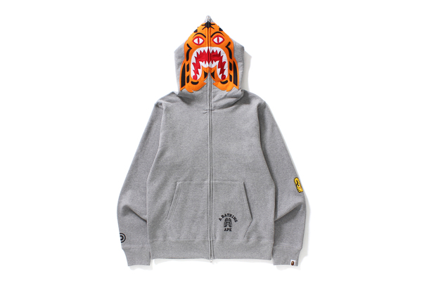 BAPE 1stTiger Full Zip Hoodie Gray Men s US