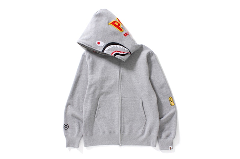 Gray bape shark on sale hoodie