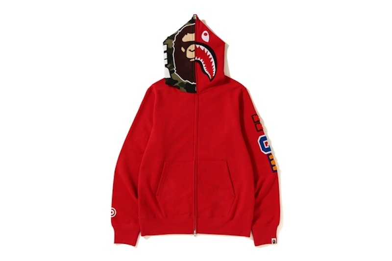 BAPE 2nd Ape Shark Full Zip Hoodie Red Men's - FW18 - US