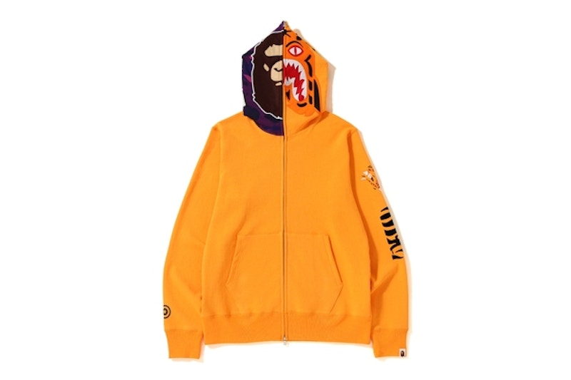 BAPE 2nd Ape Tiger Full Zip Hoodie Orange Men's - FW18 - US