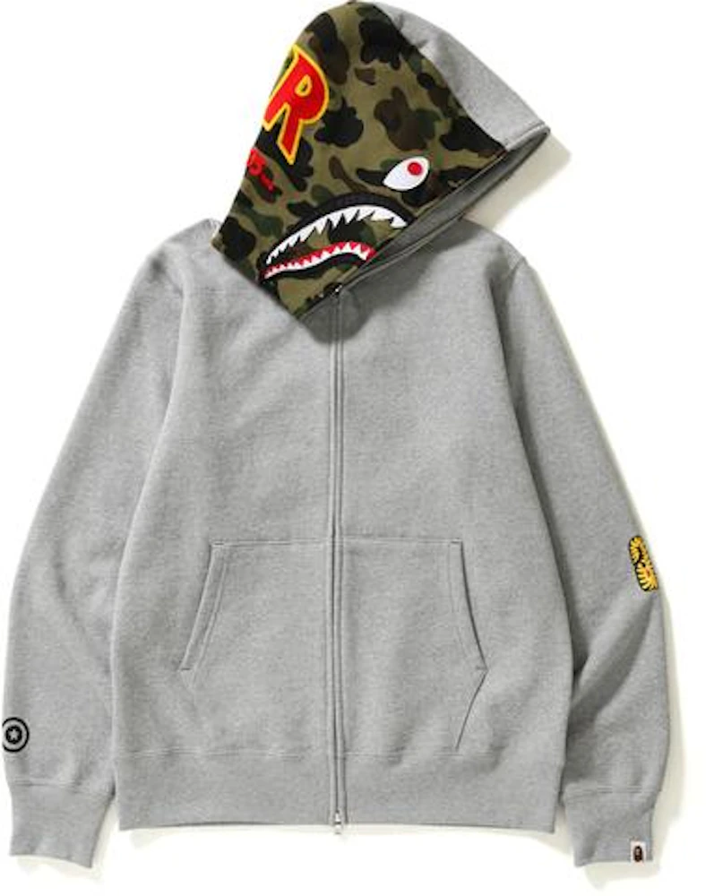 BAPE 2nd Shark Full Zip Hoodie Gray/Camo Men's - US