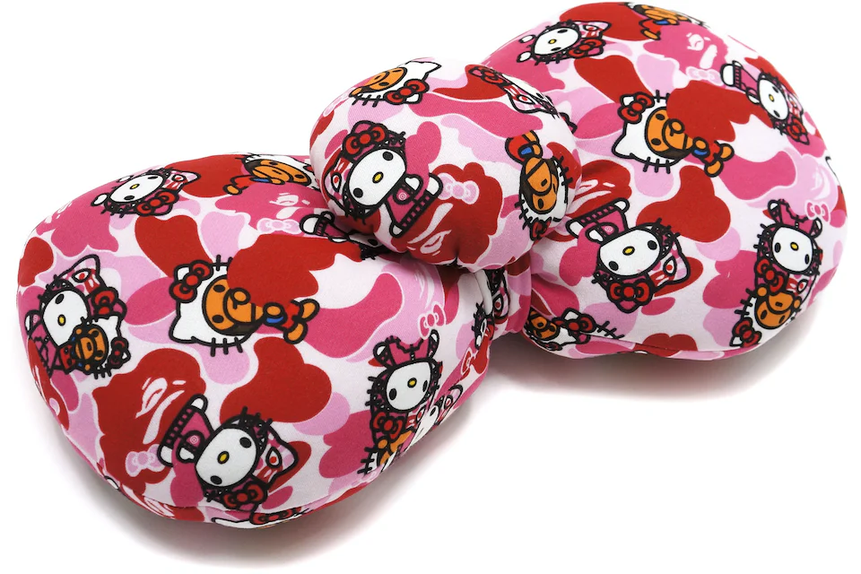 BAPE Sanrio ABC Hello Kitty Camo Ribbon Pillow Cushion Pink
